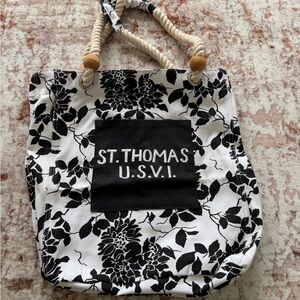Black and White Floral Tote Bag
